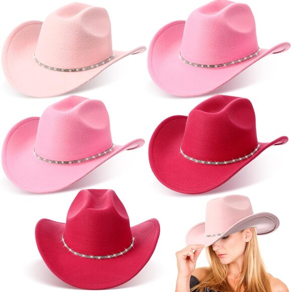 3661 6 Pack Western Cowboy Hats With Rhinestone Tassel Bands Adjustable main image 5